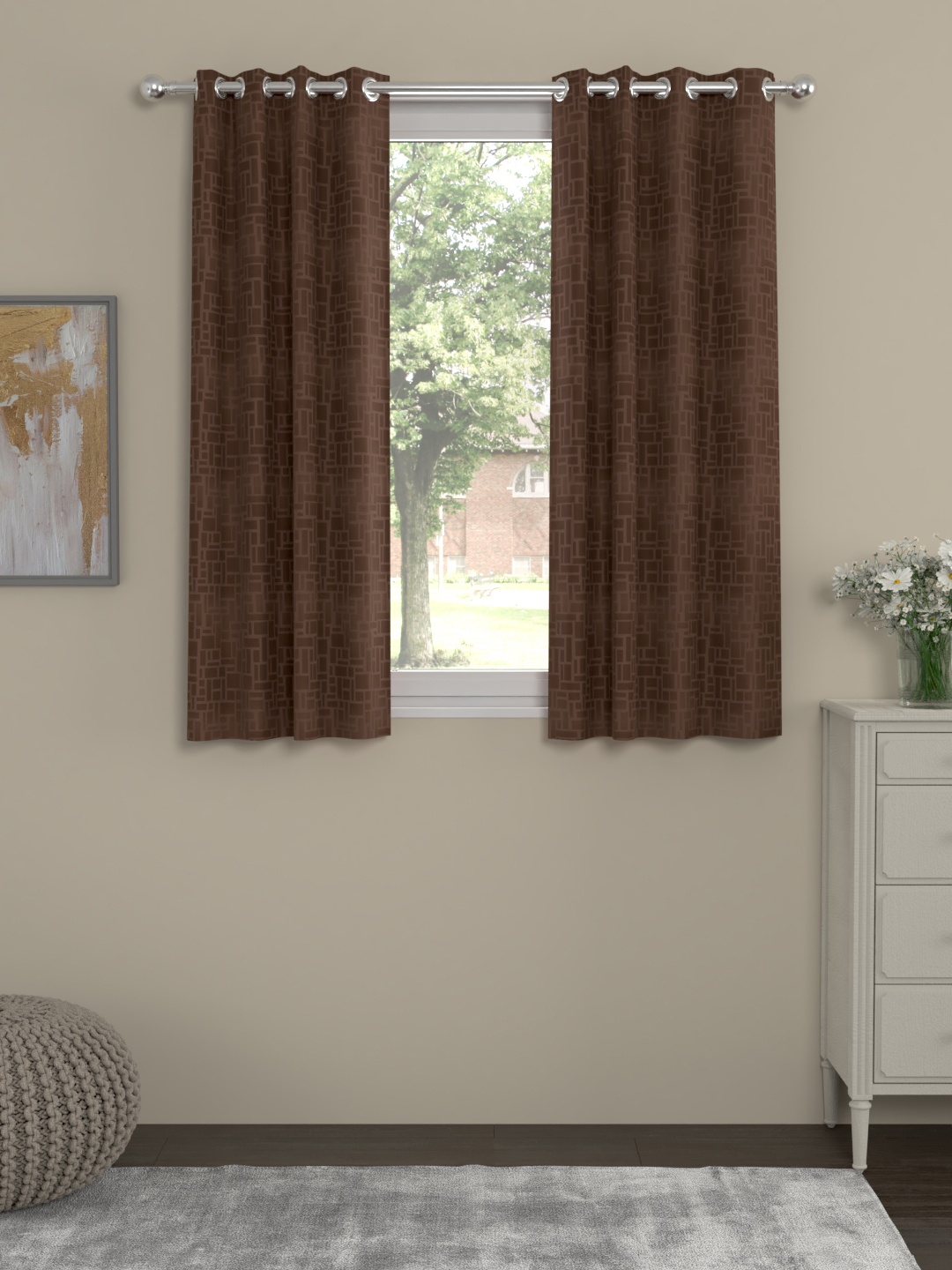

ROSARA HOME Brown Single Window Curtain