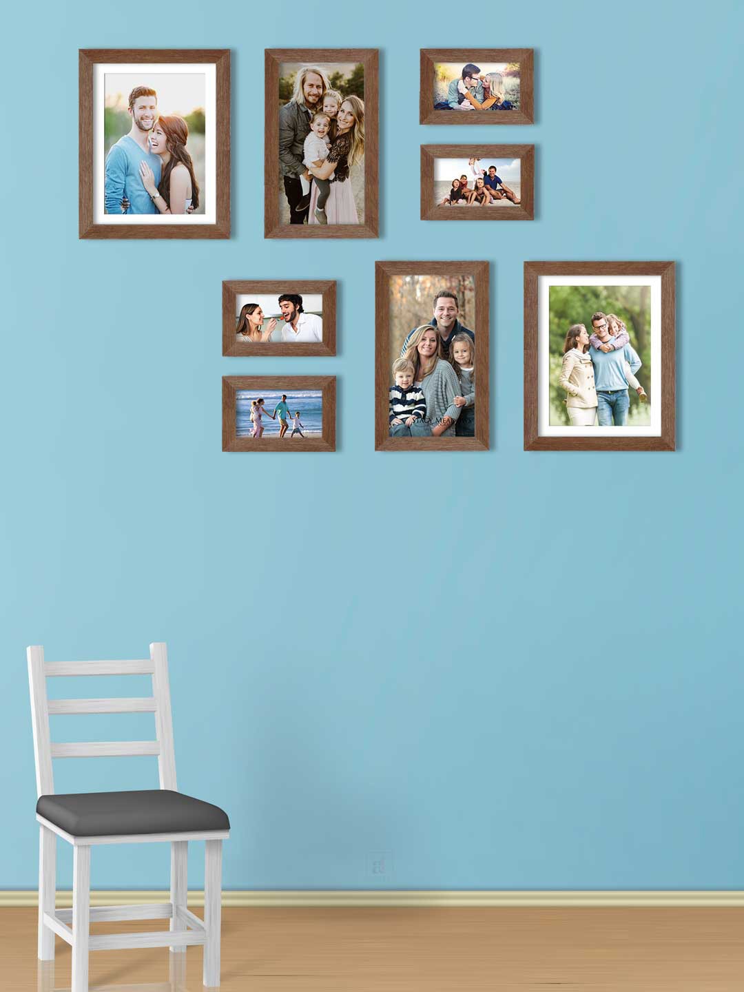 

Art Street Set Of 8 Brown Solid Individual Wall Photo Frames