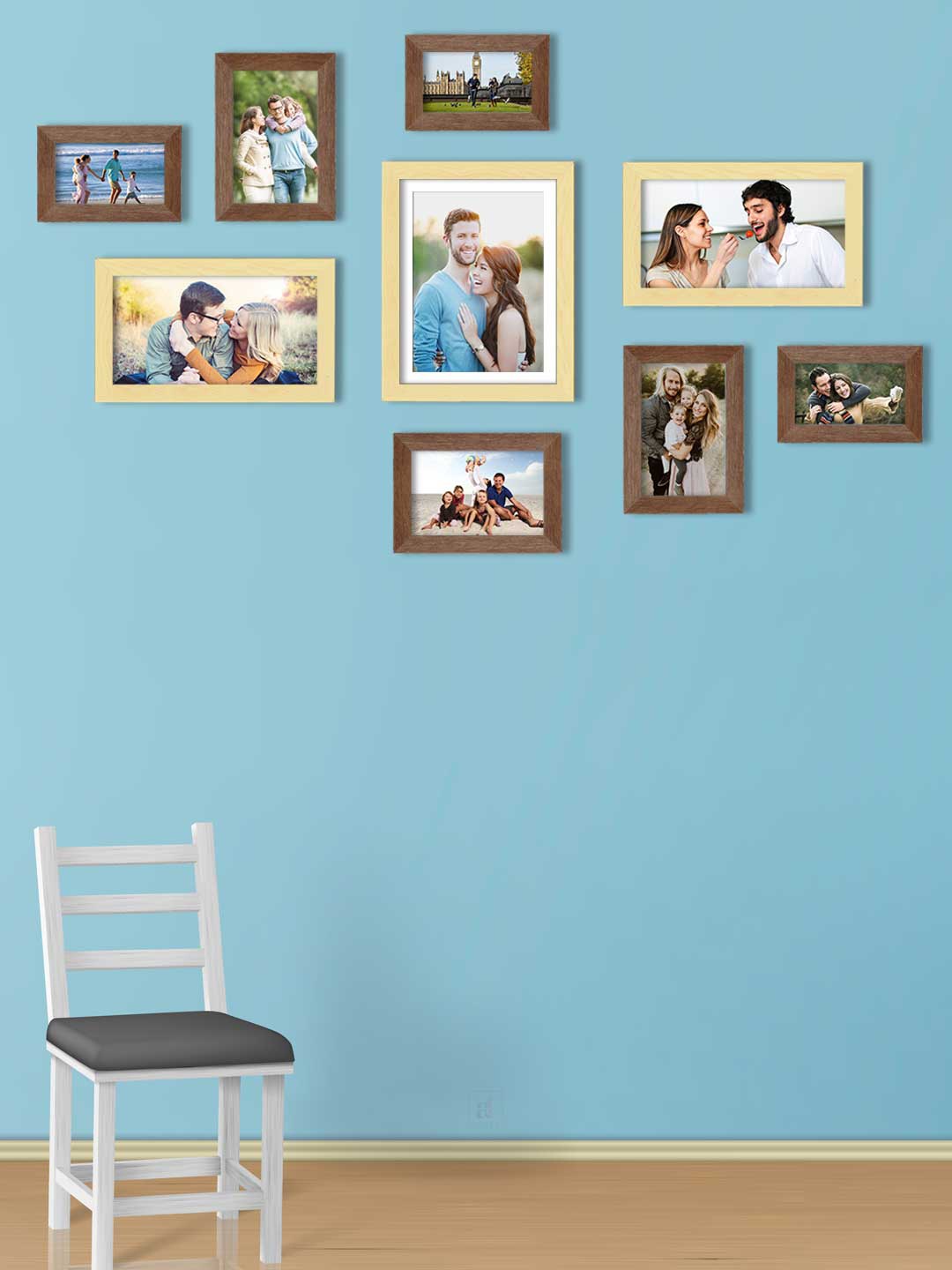 

Art Street Set Of 9 Brown & Beige Solid Individual Acrylic Photo Frames