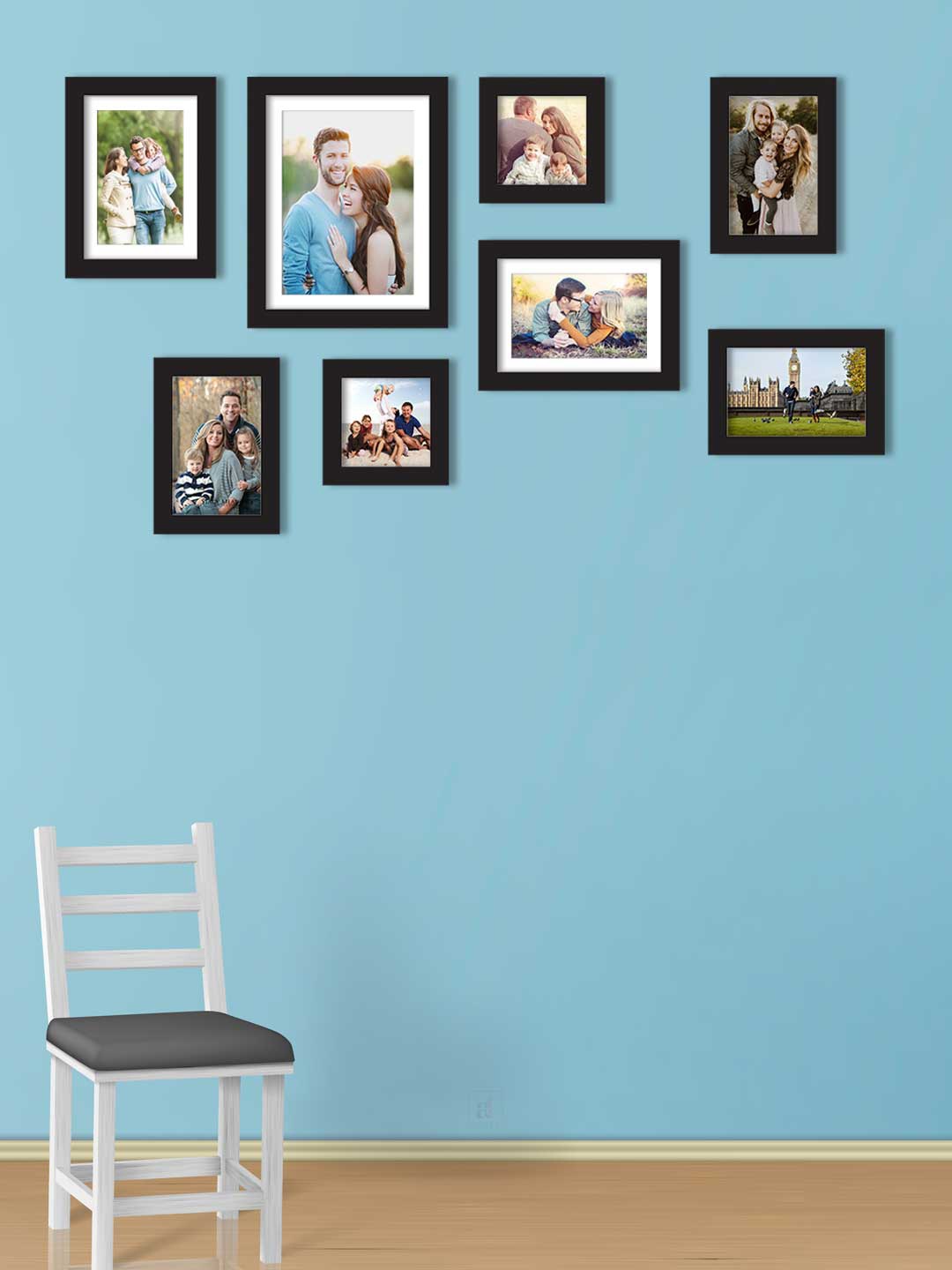 

Art Street Set Of 8 Black Solid Individual Wall Photo Frames