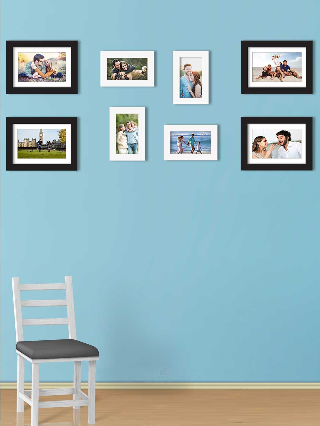 

Art Street Set Of 8 Black & White Solid Individual Acrylic Photo Frames