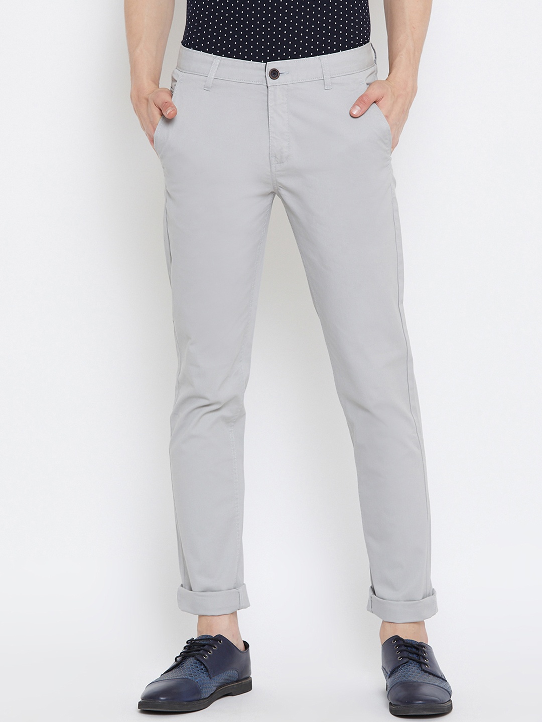 

Octave Men Grey Slim Fit Solid Regular Trousers
