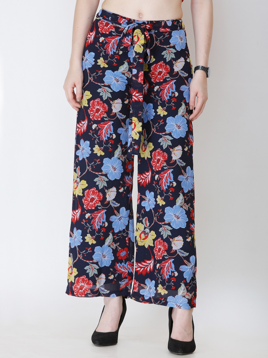 

SCORPIUS Women Multicoloured Floral Print Flared Palazzos, Multi
