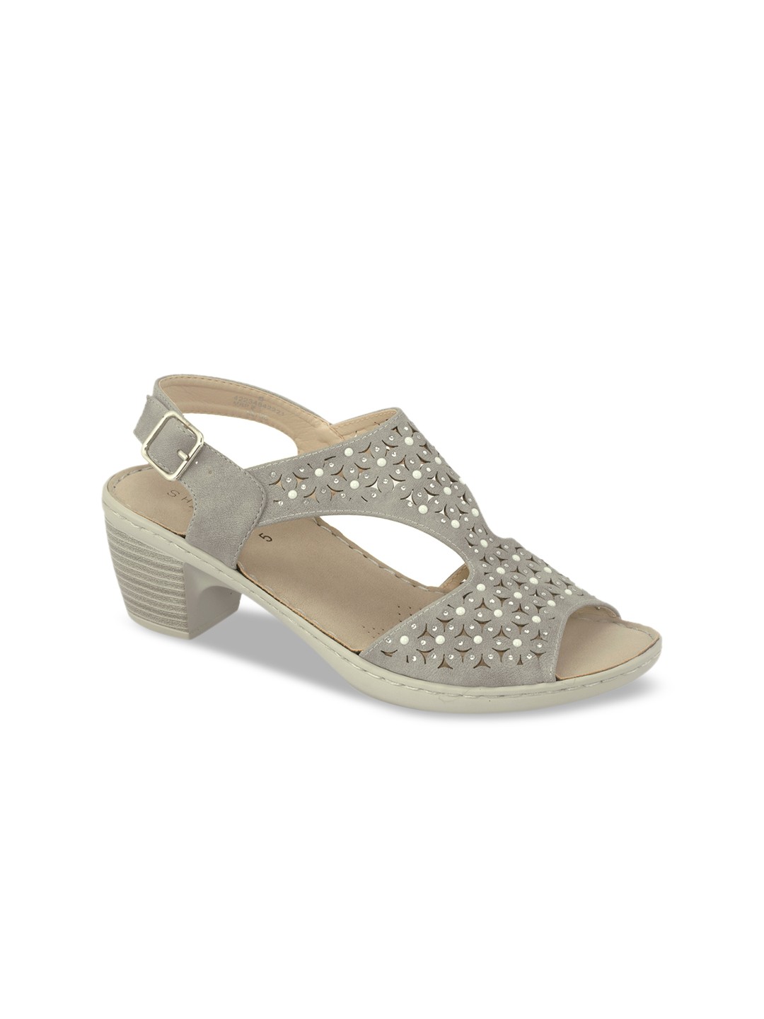 

Khadims Women Grey Embellished Block Heels