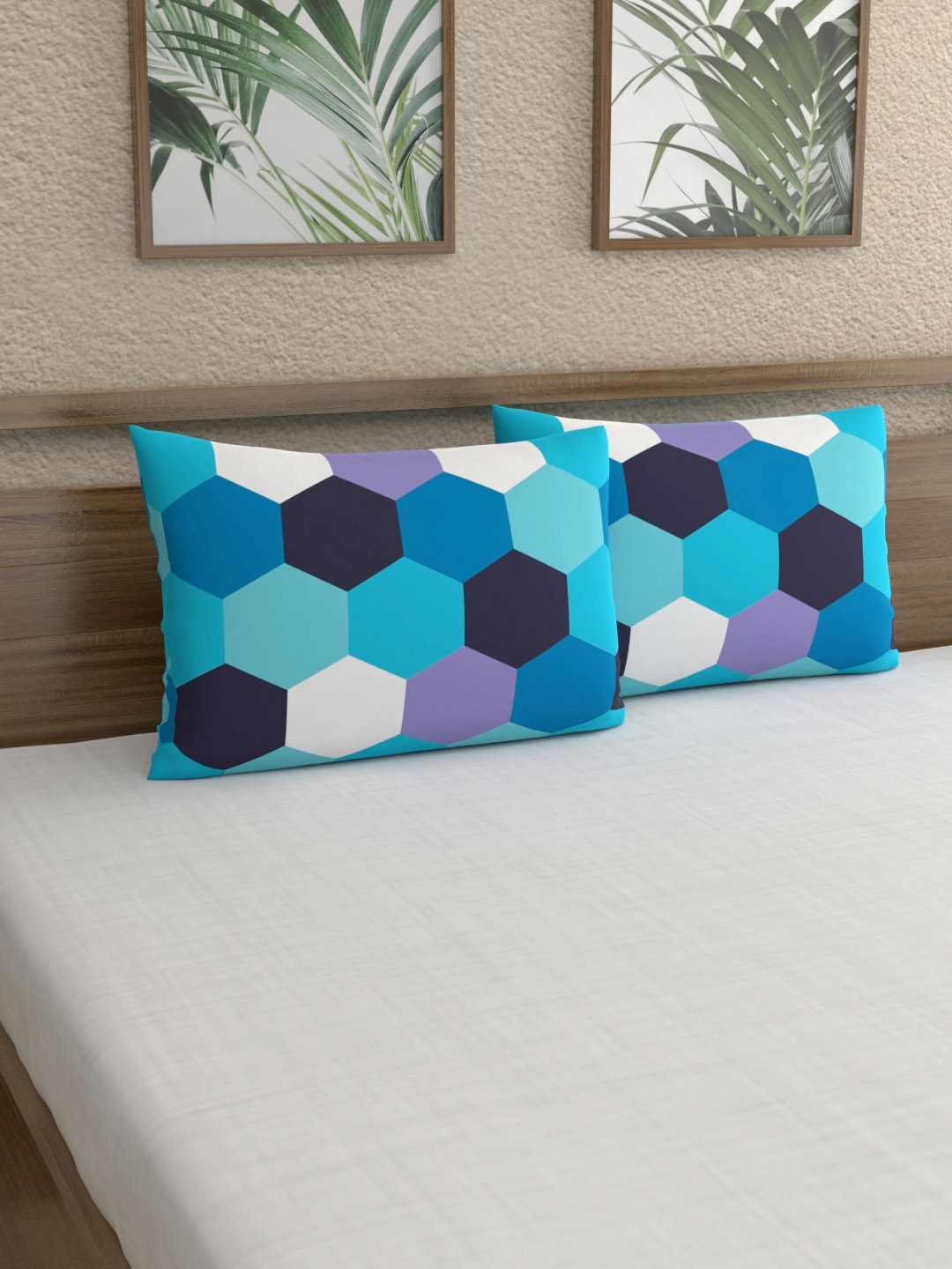 

Dreamscape Set of 2 Blue Purple Printed 144 TC Pillow Covers