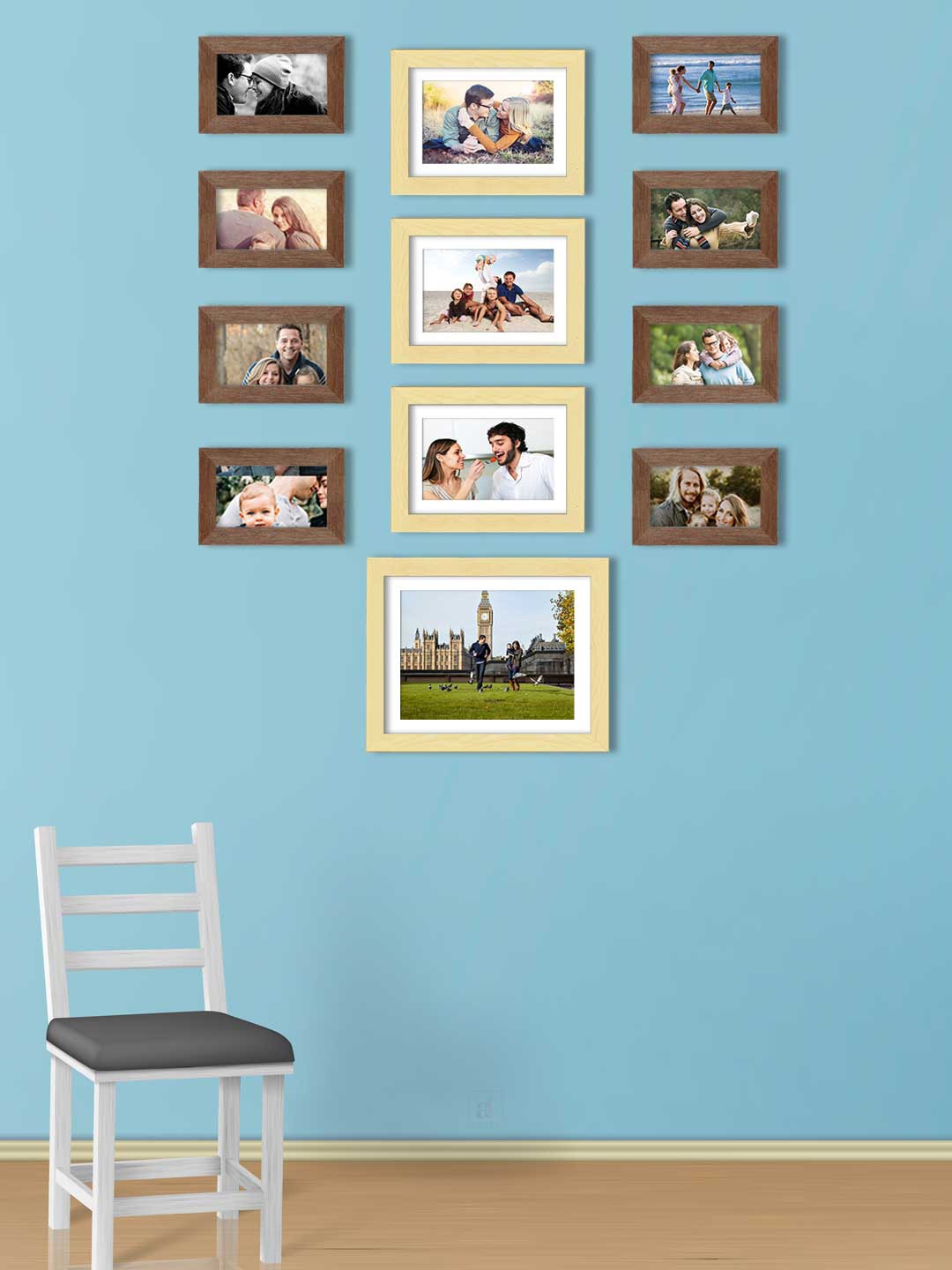 Art Street Set Of 12 Brown & Beige Solid Individual Wall Photo Frames