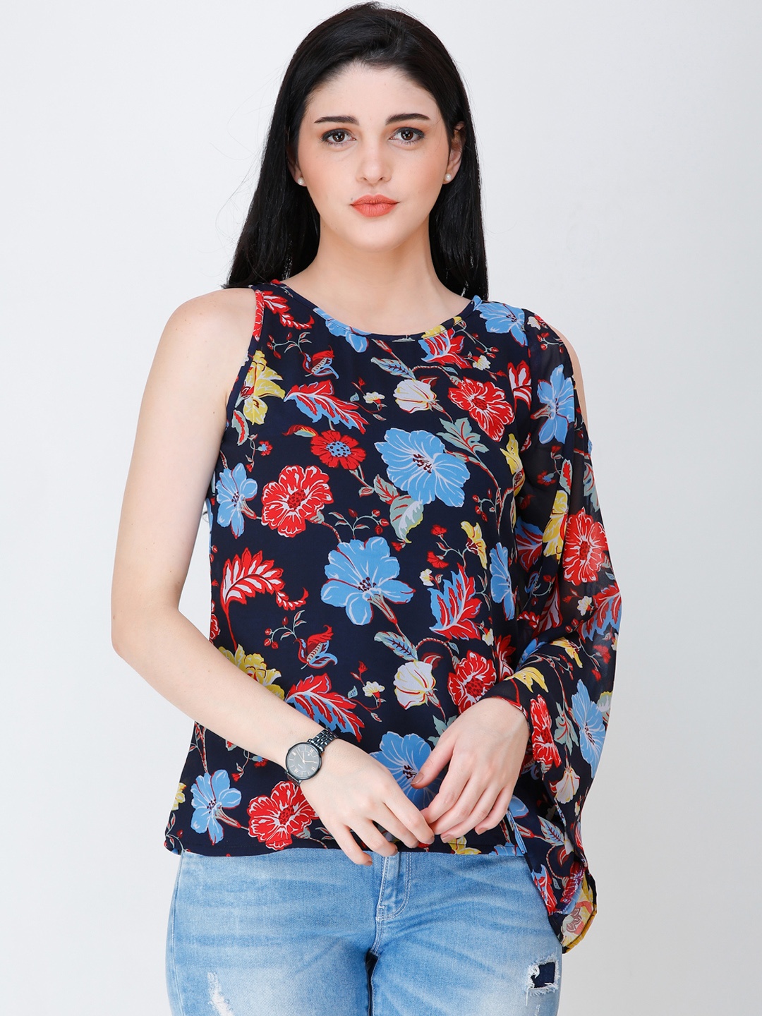 

SCORPIUS Women Multicoloured Floral Print Top, Multi