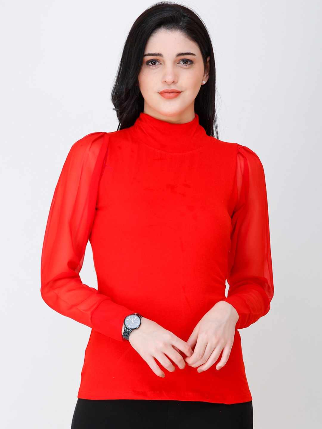 

SCORPIUS Women Red Solid Top