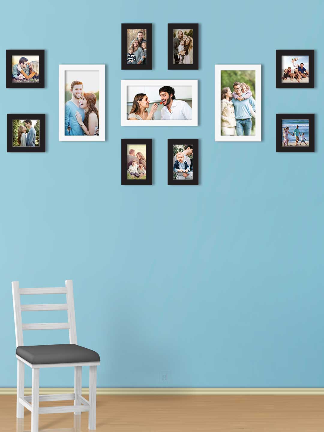 

Art Street Set Of 11 Black & White Solid Individual Wall Photo Frames