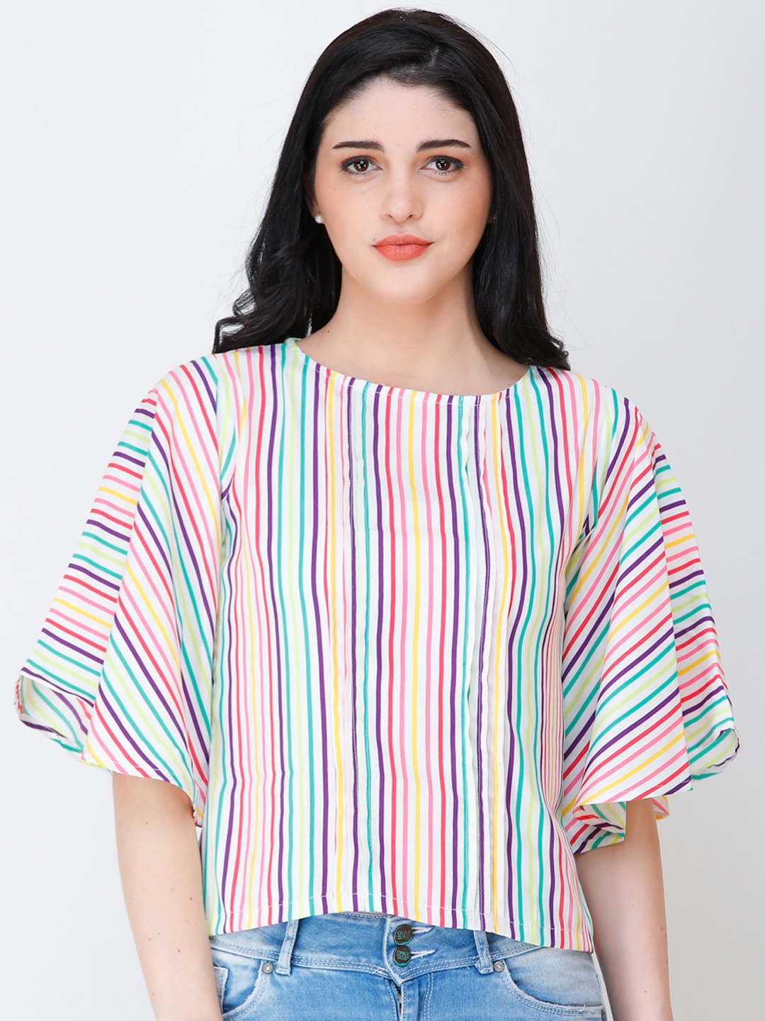 

SCORPIUS Women Multicoloured Striped Top, Multi