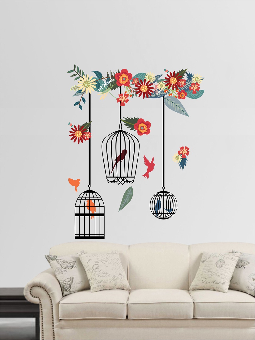 

rawpockets Multicolored Adults Birds Cage Wall Stickers, Multi