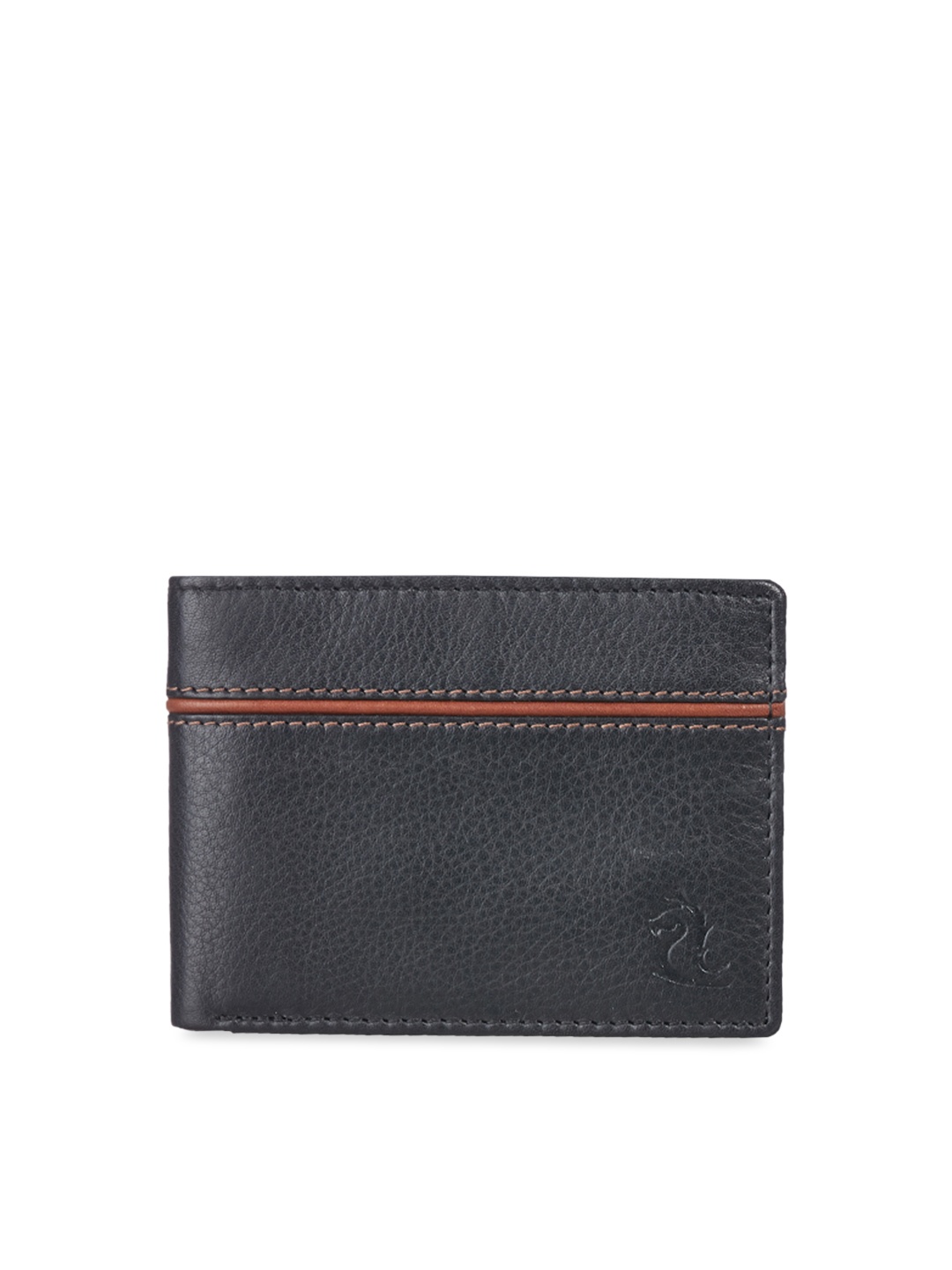 

Kara Men Black & Tan Brown Solid Two Fold Leather Wallet