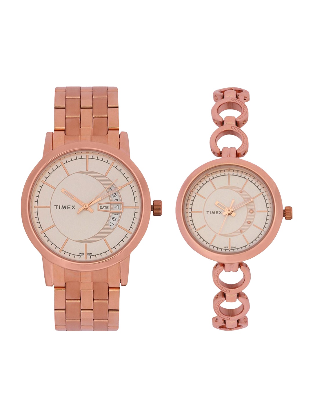 

Timex Bracelet Style His & Her Analogue Watch Set - TW00PR231, Rose