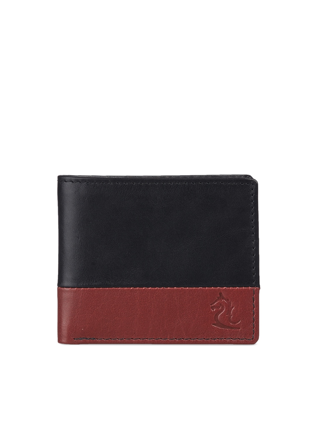 

Kara Men Black & Brown Colourblocked Leather Two Fold Wallet
