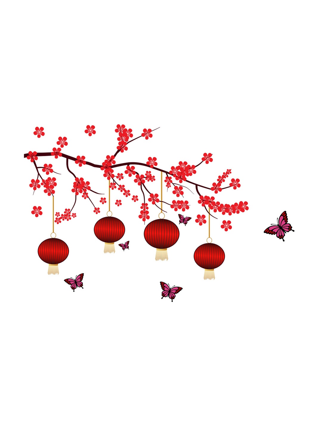 rawpockets Red Bright Lamps PVC Vinyl Wall Stickers, Multi