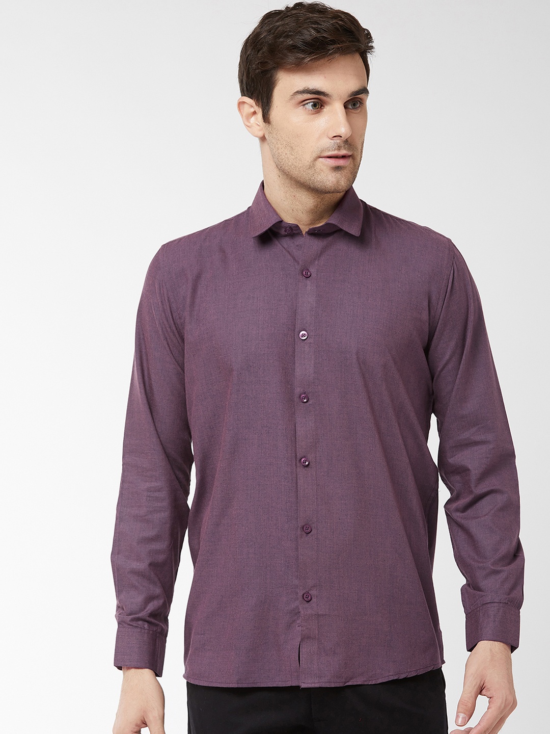 

SOJANYA Men Purple Classic Regular Fit Solid Casual Shirt