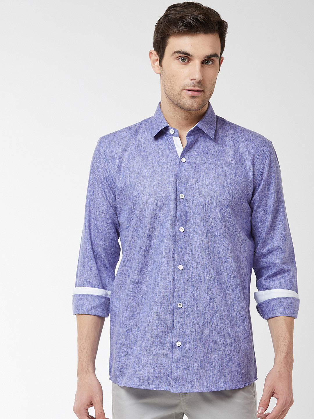 

SOJANYA Men Blue Classic Regular Fit Self Design Casual Shirt