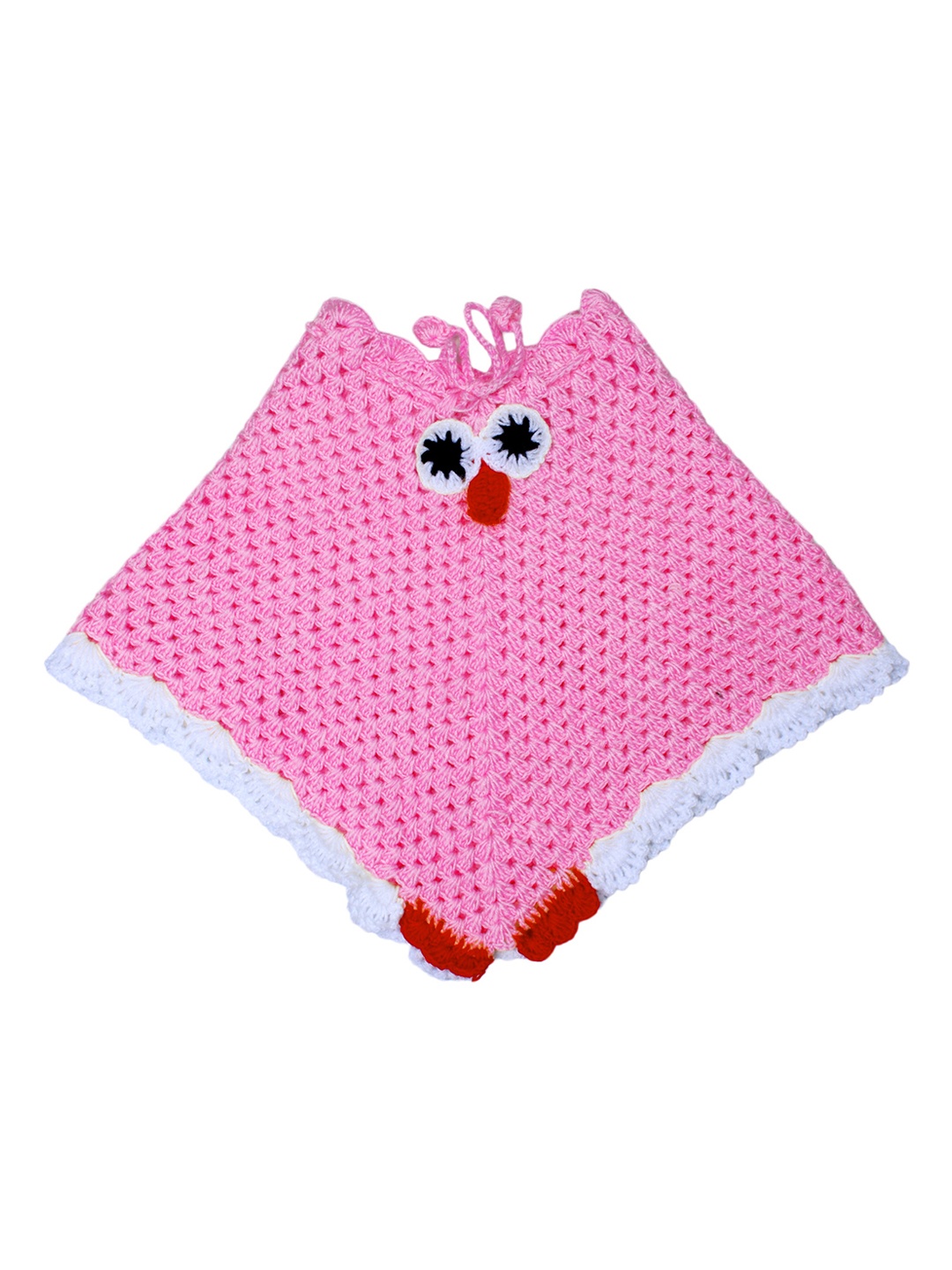 

Superminis Girls Pink Self Design Poncho Sweater