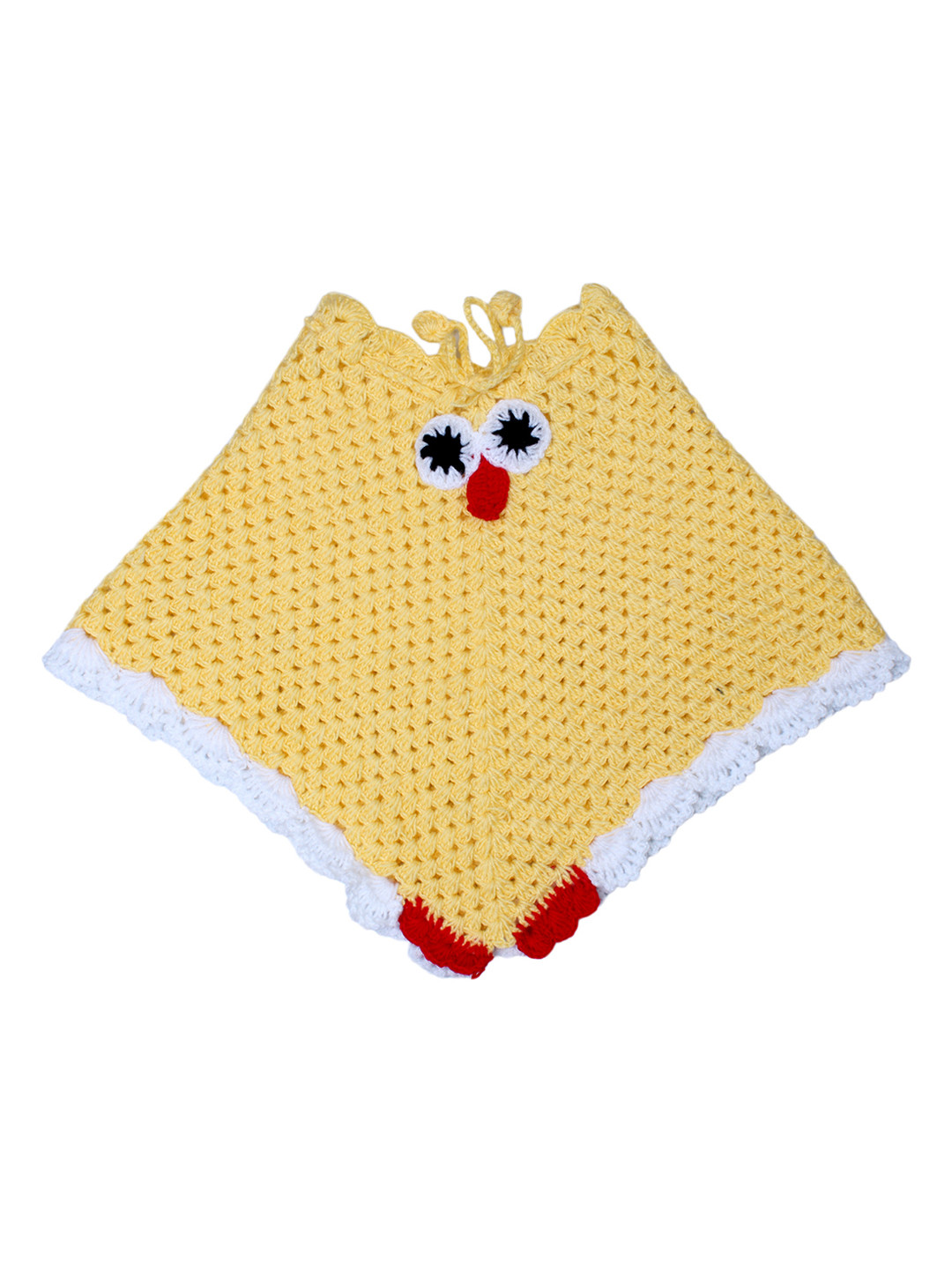 

Superminis Girls Yellow Self Design Poncho Sweater