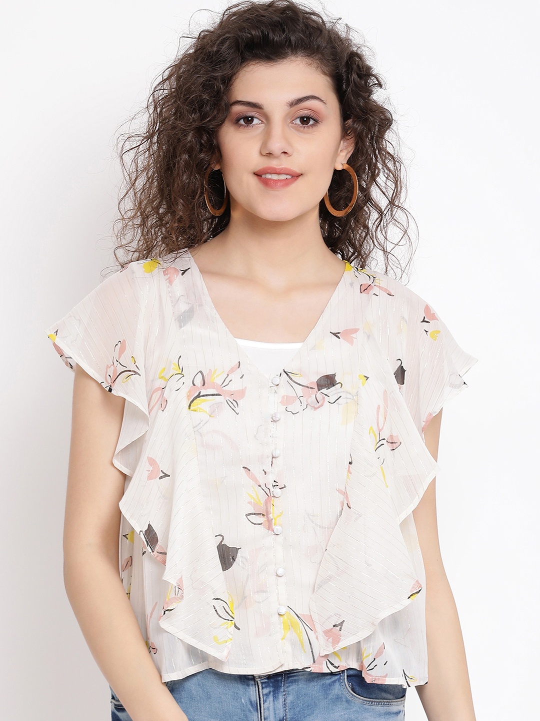 

Oxolloxo Women Beige Printed A-Line Top