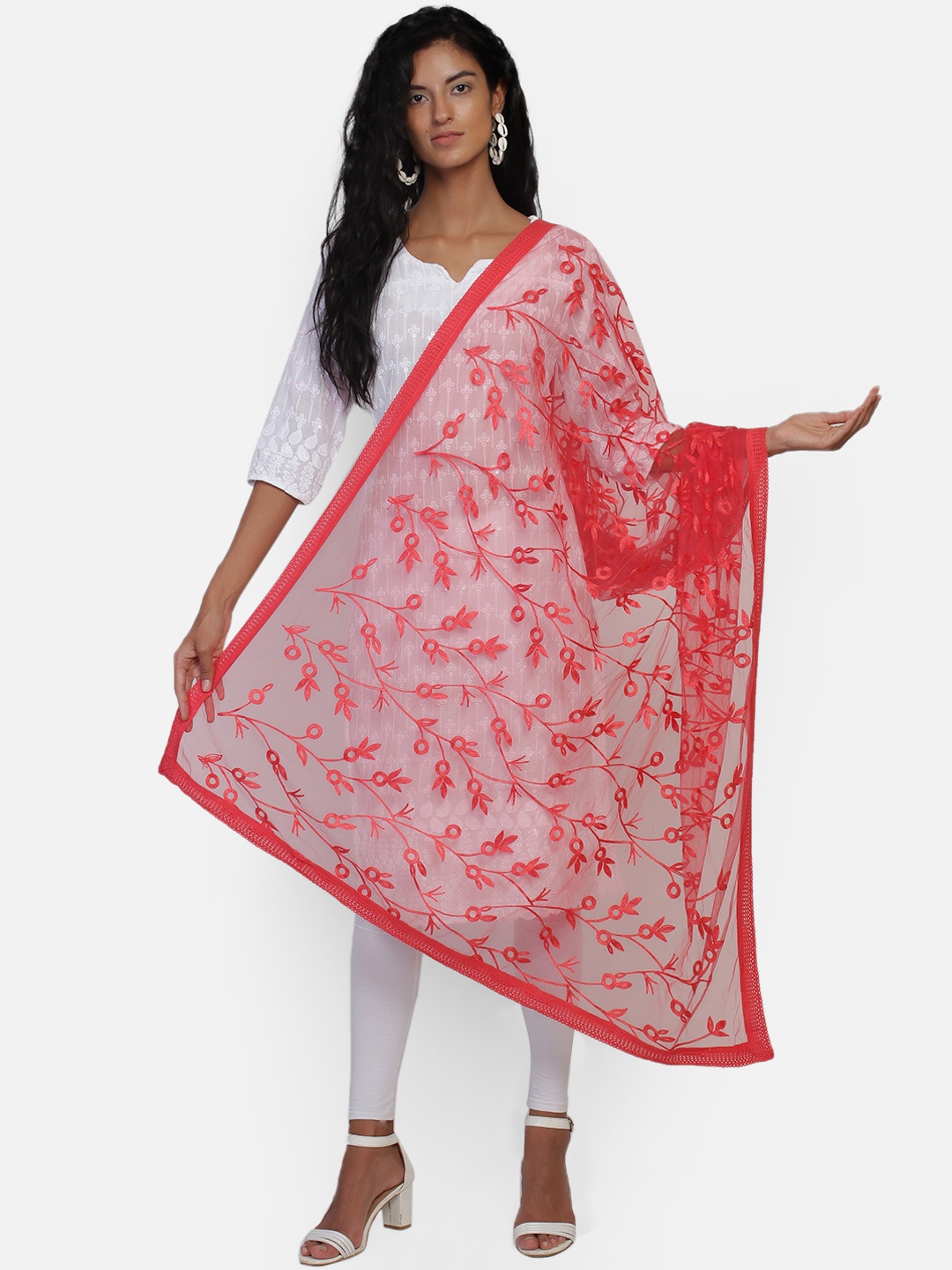 

amraoo Coral Embroidered Dupatta