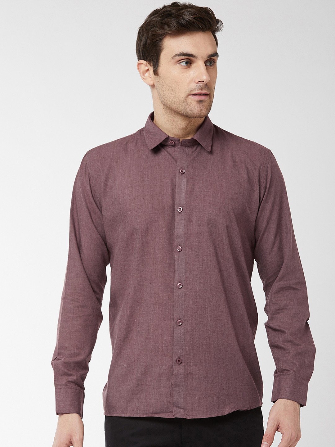 

SOJANYA Men Mauve Classic Regular Fit Solid Casual Shirt