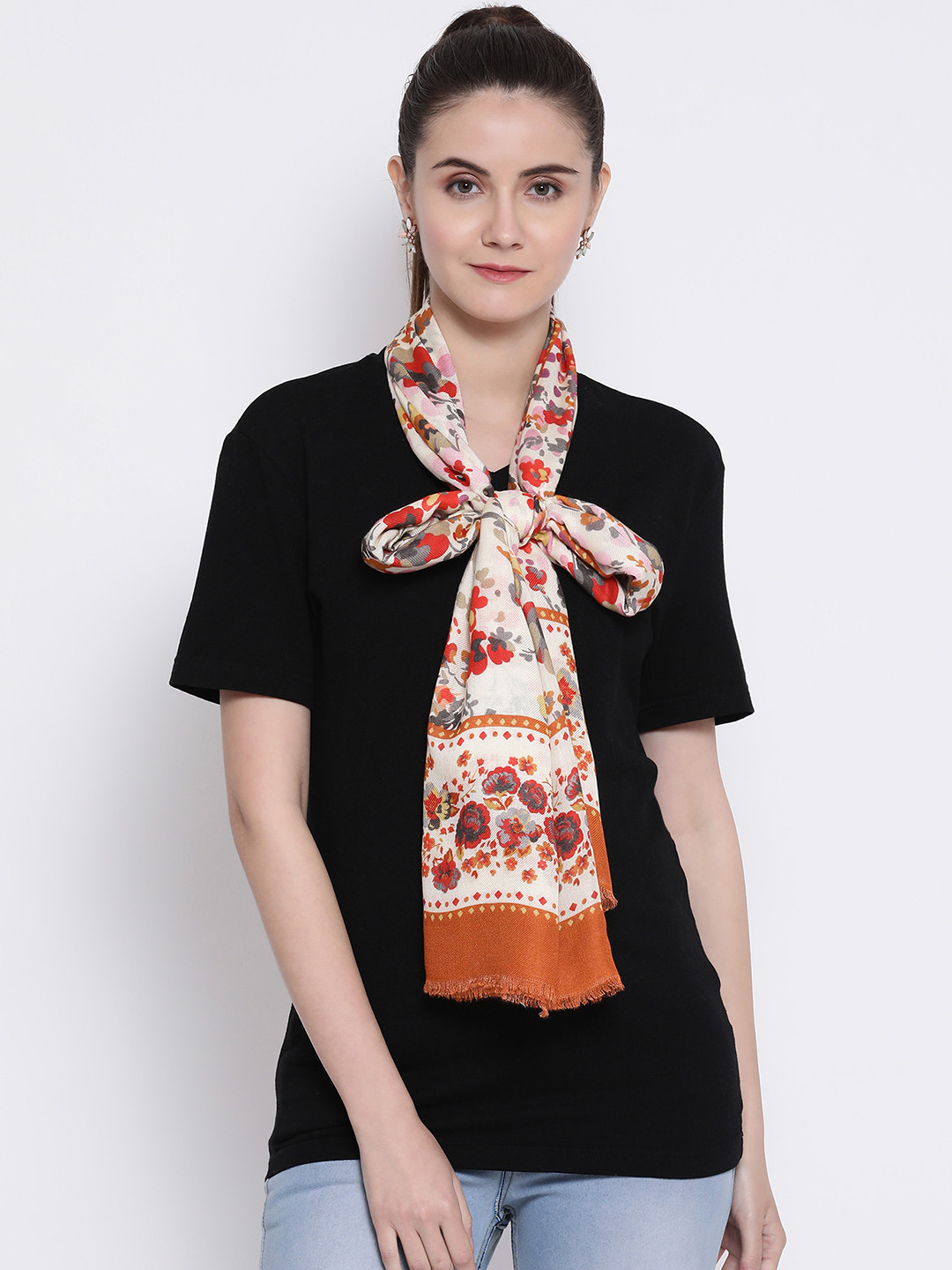 

SHINGORA Women Off-White Printed Stole