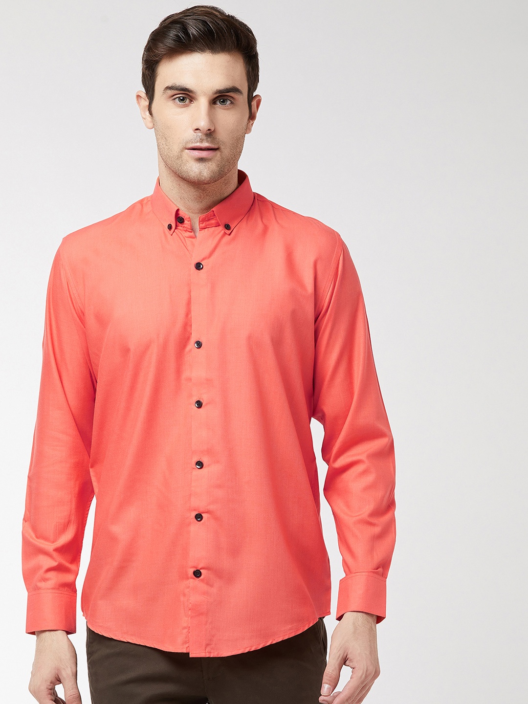 

SOJANYA Men Orange Classic Regular Fit Solid Casual Shirt