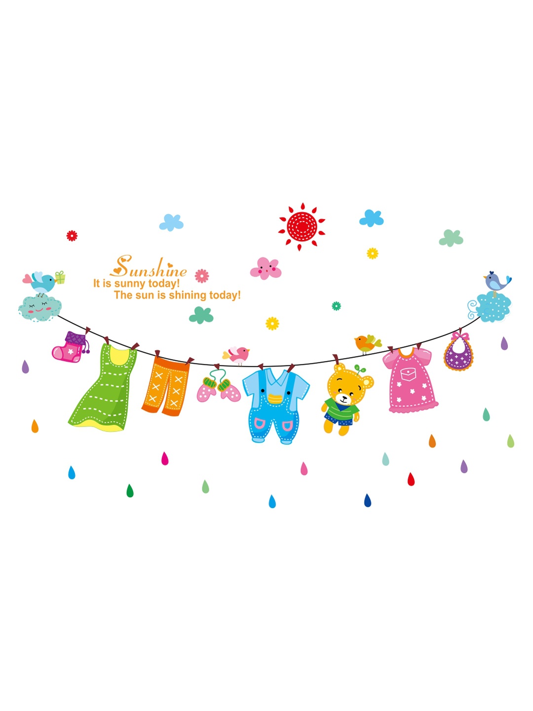 

rawpockets Multicoloured Baby Clothes PVC Vinyl Wall Stickers, Multi