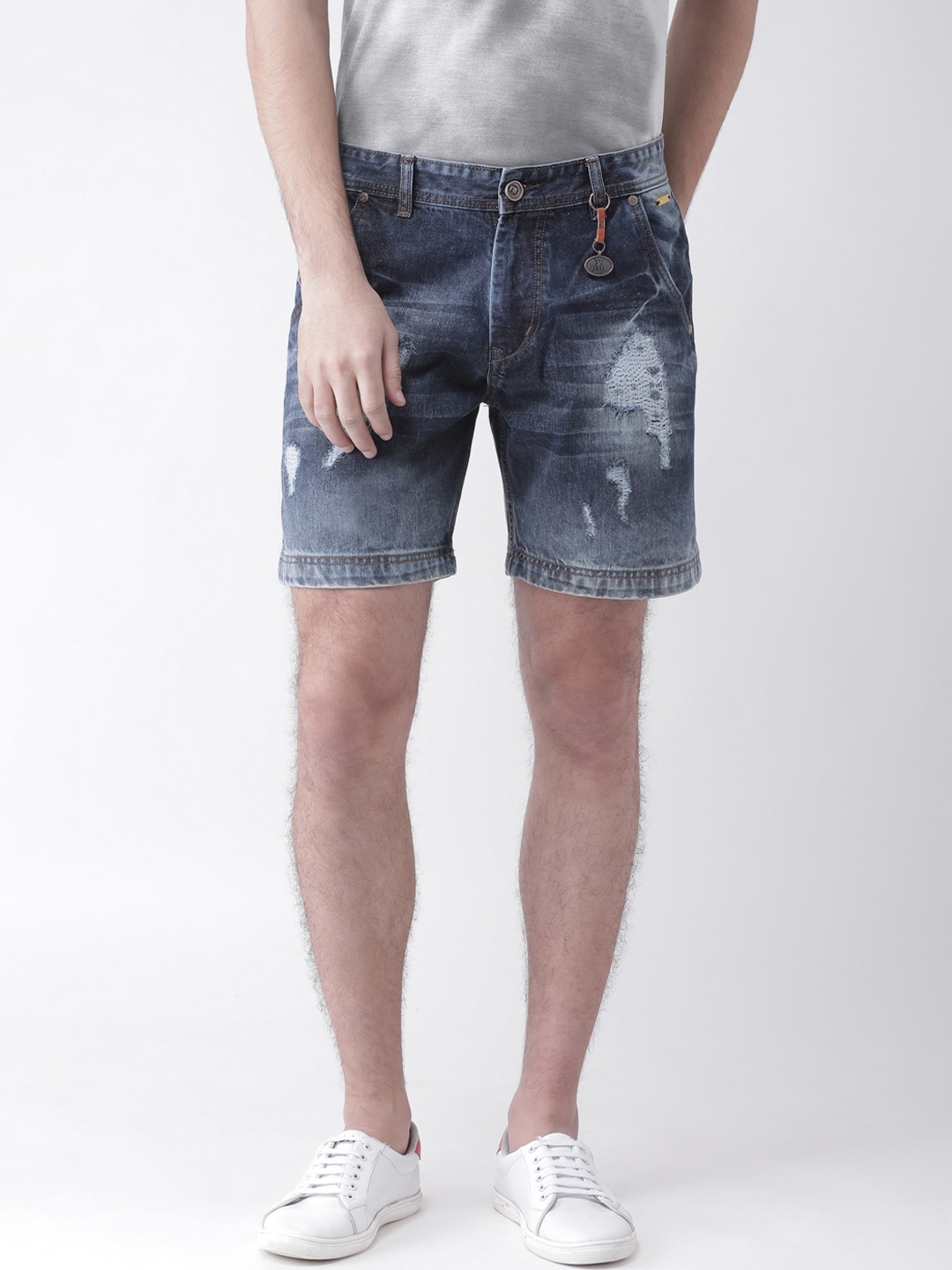 

FEVER Men Navy Blue Washed Regular Fit Denim Shorts