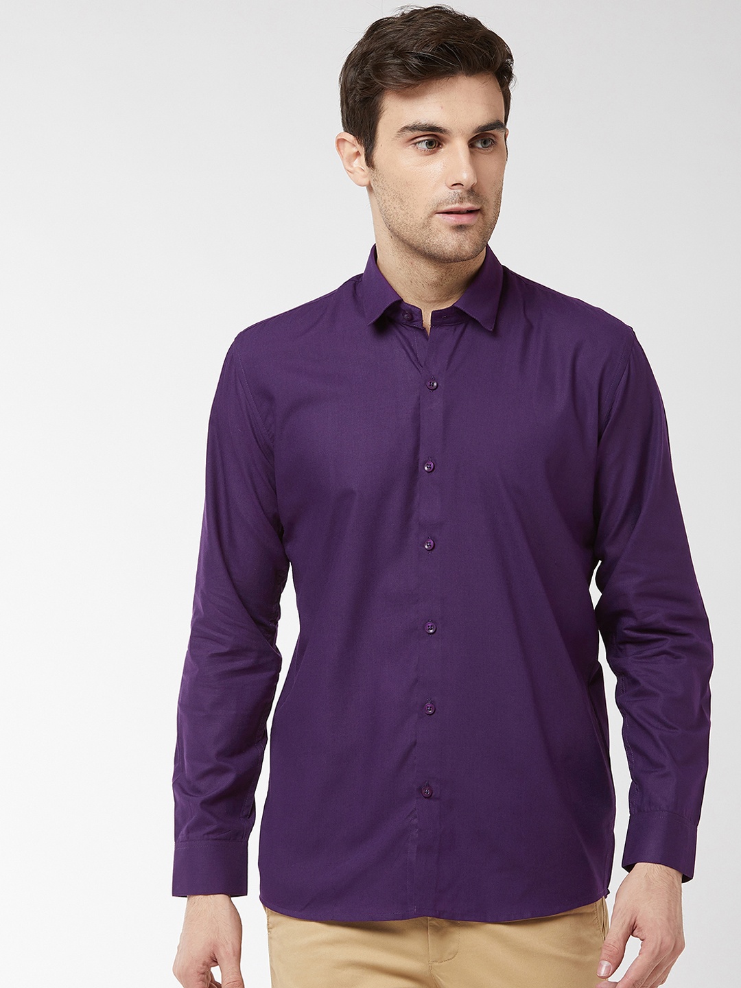 

SOJANYA Men Purple Classic Regular Fit Solid Casual Shirt