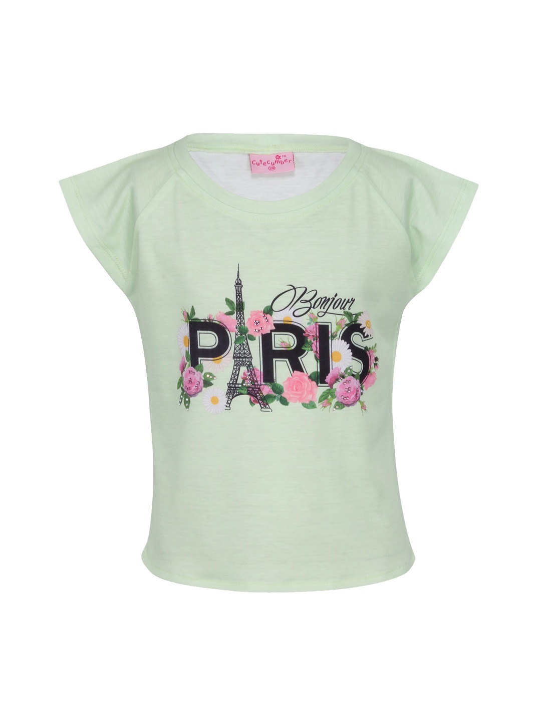 

CUTECUMBER Girls Green Printed T-Shirt