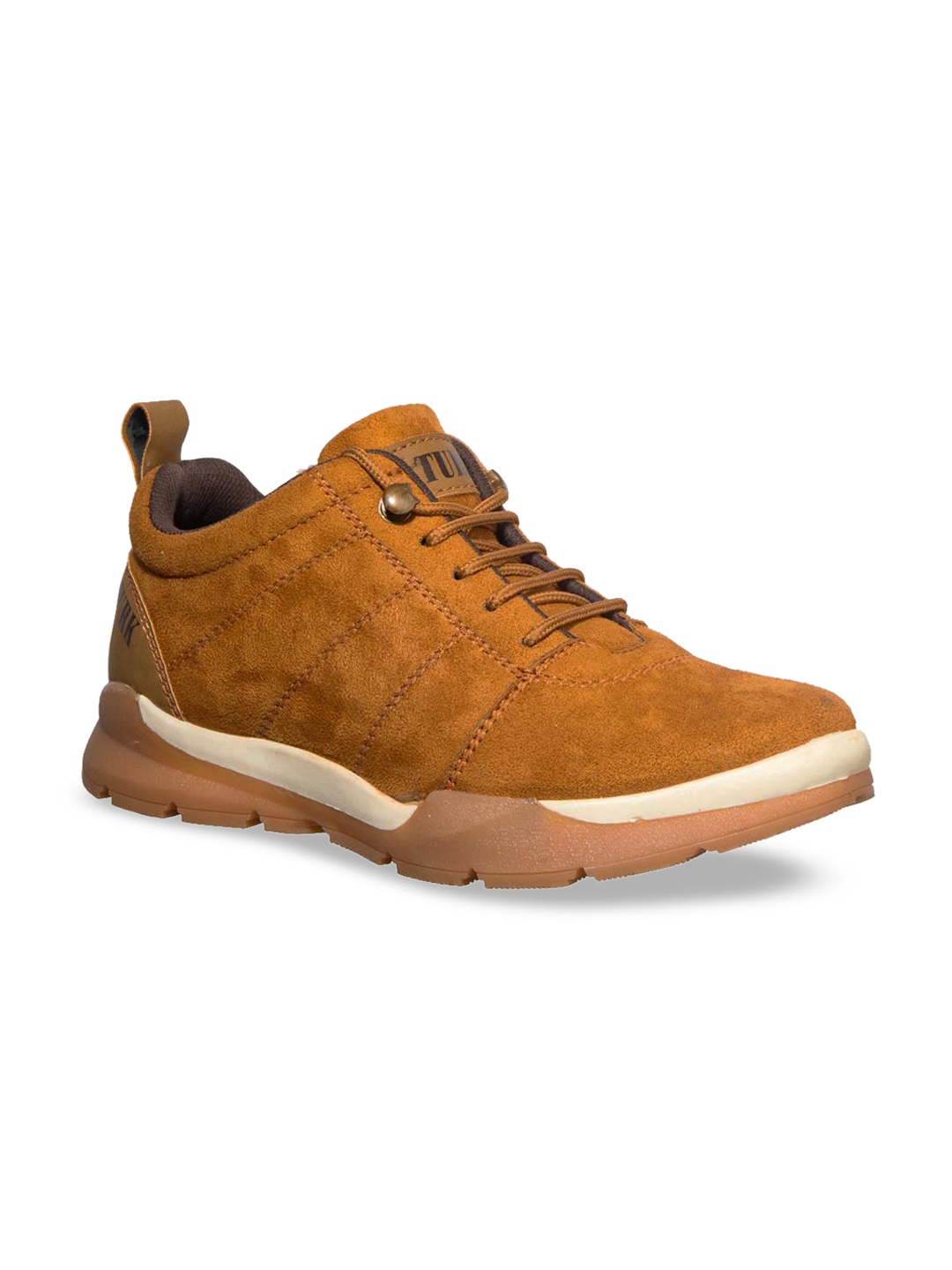 Khadims Men Tan Solid Synthetic Mid-Top Sneakers