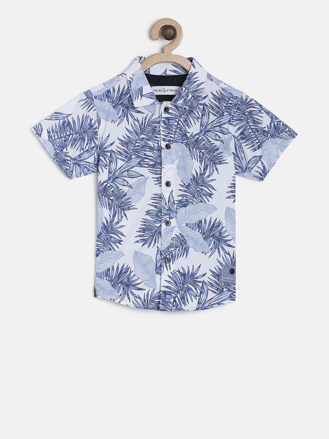 

TALES & STORIES Boys Blue & White Regular Fit Printed Casual Shirt