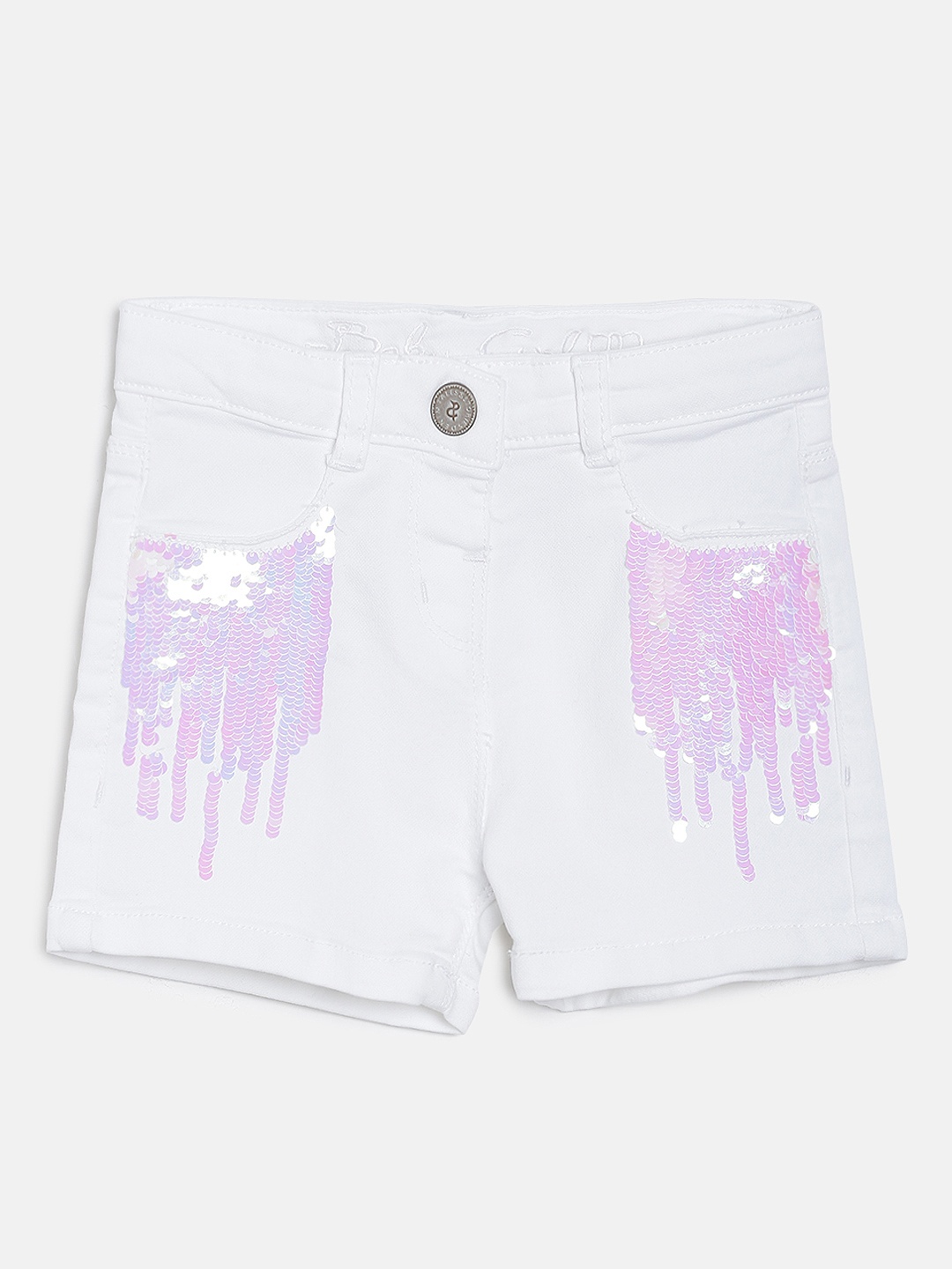 

TALES & STORIES Girls White Flip Sequinned Regular Fit Shorts