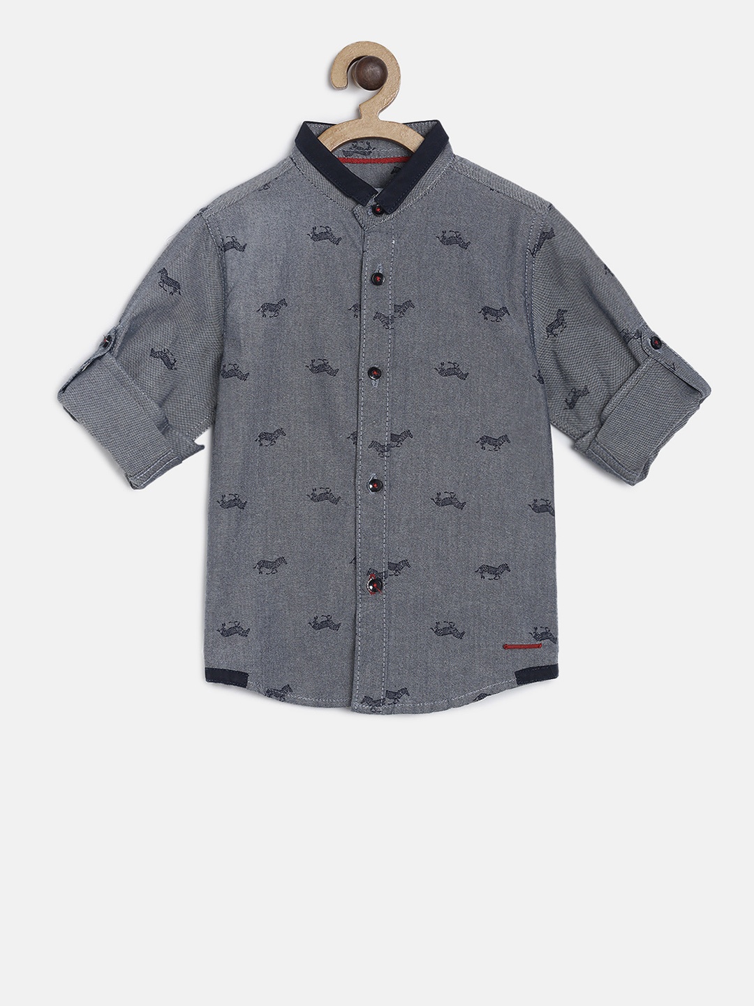 

TALES & STORIES Boys Grey Regular Fit Printed Casual Shirt
