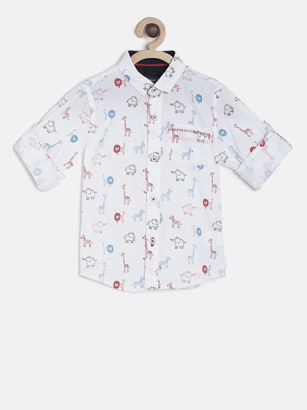 

TALES & STORIES Boys White Regular Fit Printed Casual Shirt
