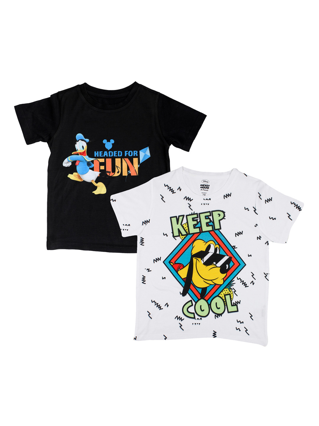 

YK Disney Boys Pack Of 2 Printed Round Neck T-shirt, Black