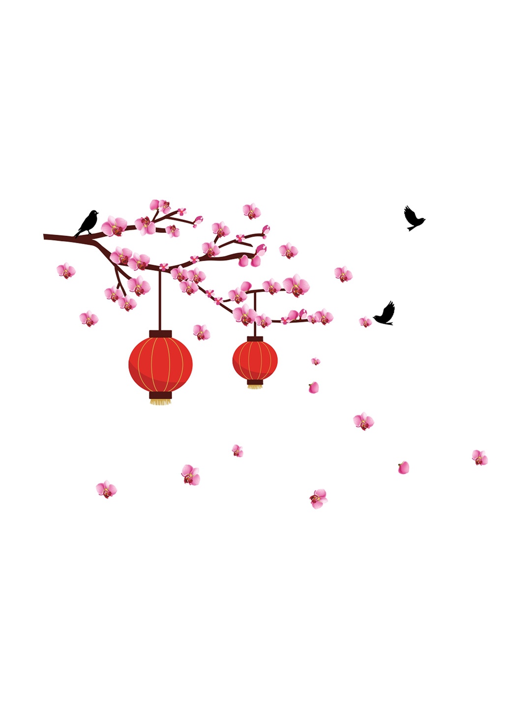 

rawpockets Red & Pink Floral PVC Vinyl Wall Stickers