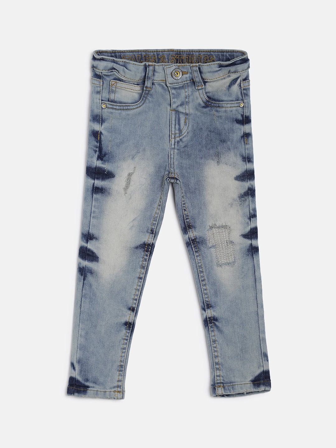 

TALES & STORIES Boys Blue Slim Fit Mid-Rise Mildly Distressed Jeans