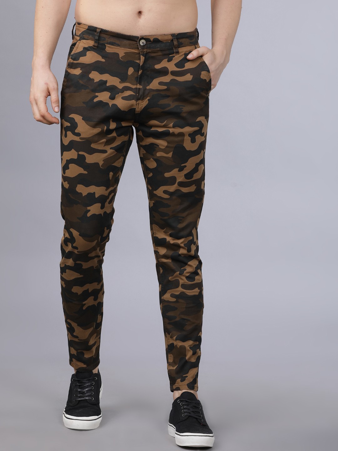 HIGHLANDER Men Khaki Tapered Fit Camouflage Regular Trousers
