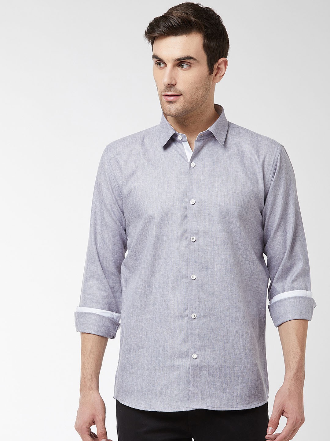 

SOJANYA Men Grey Classic Regular Fit Self Design Casual Shirt