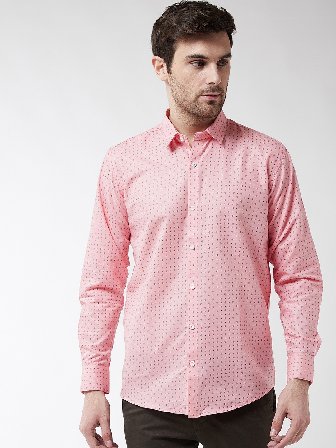 

SOJANYA Men Pink Classic Regular Fit Printed Casual Shirt