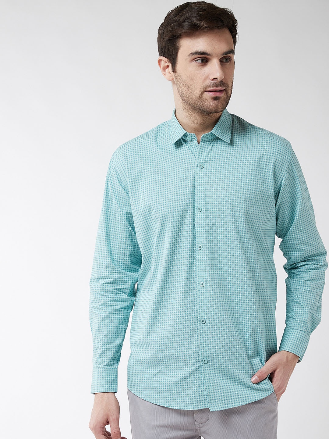 

SOJANYA Men Sea Green Classic Regular Fit Printed Casual Shirt