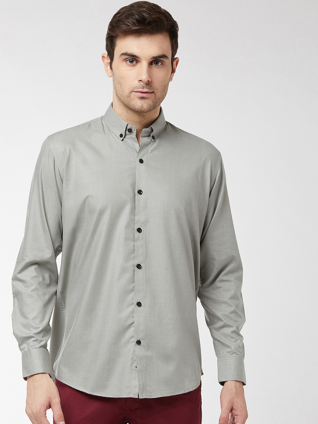 

SOJANYA Men Grey Classic Regular Fit Solid Casual Shirt