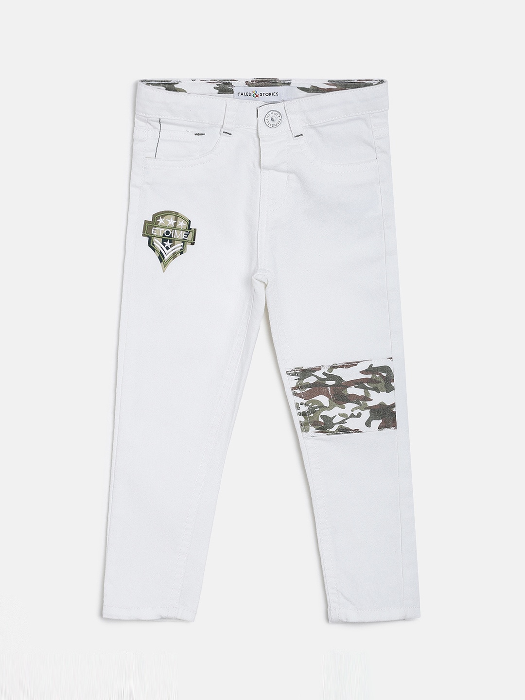 

TALES & STORIES Boys White Slim Fit Mid-Rise Clean Look Stretchable Jeans