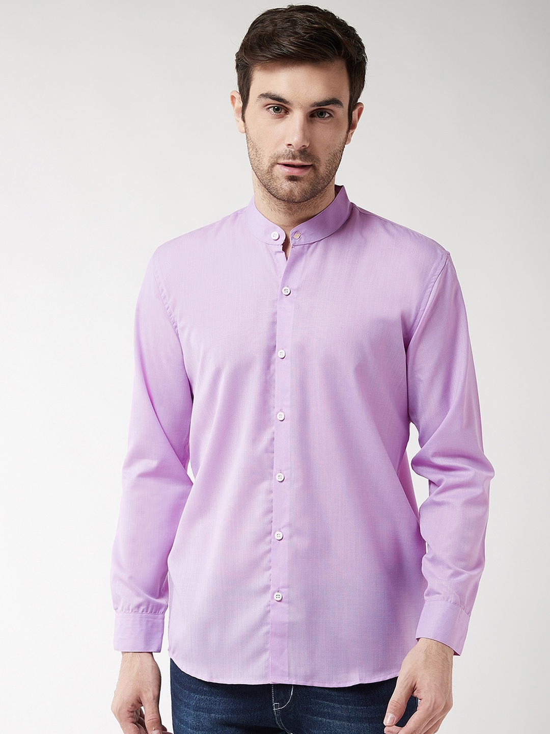 SOJANYA Men Purple Classic Regular Fit Solid Casual Shirt