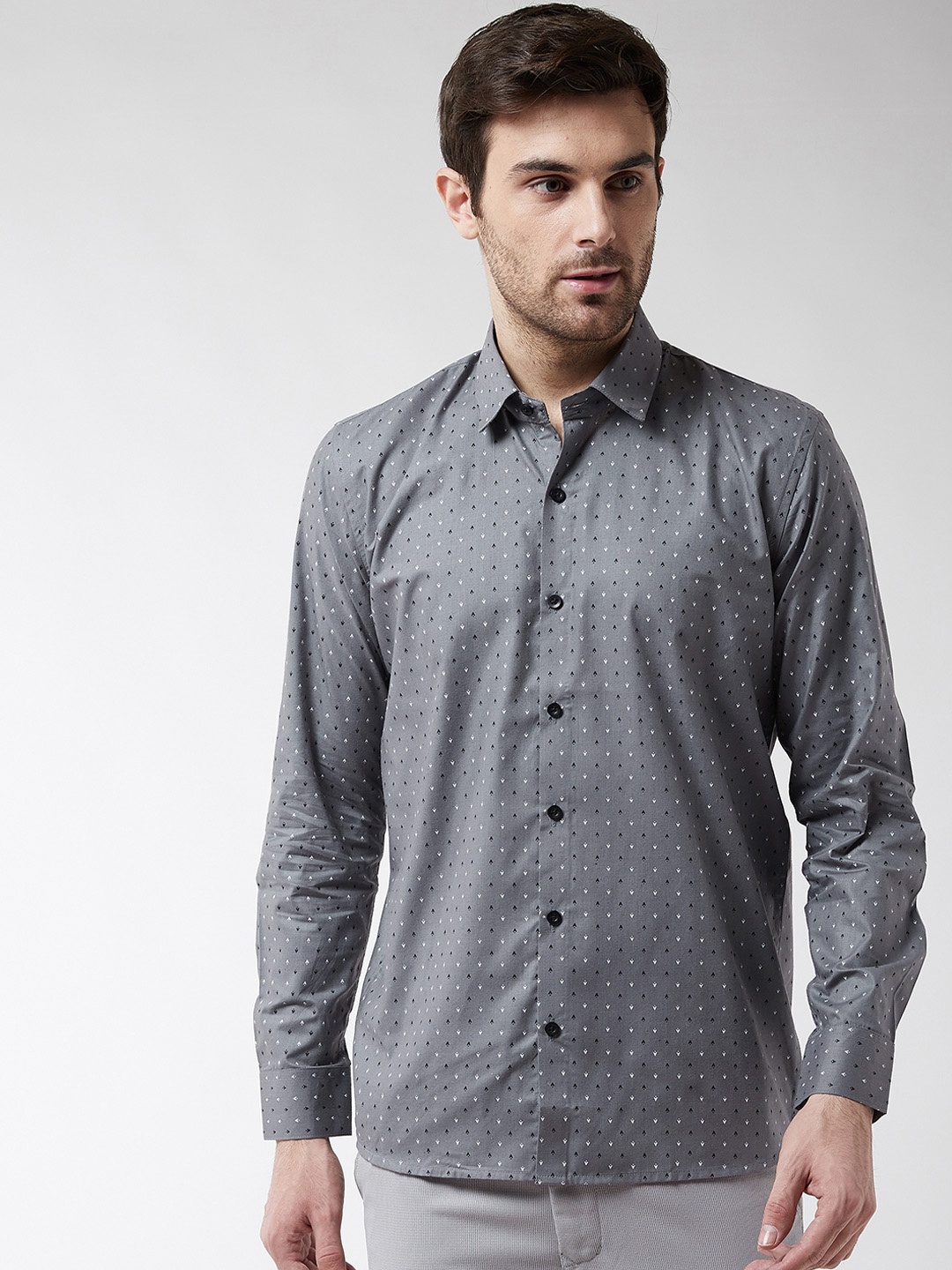 

SOJANYA Men Grey Classic Regular Fit Printed Casual Shirt