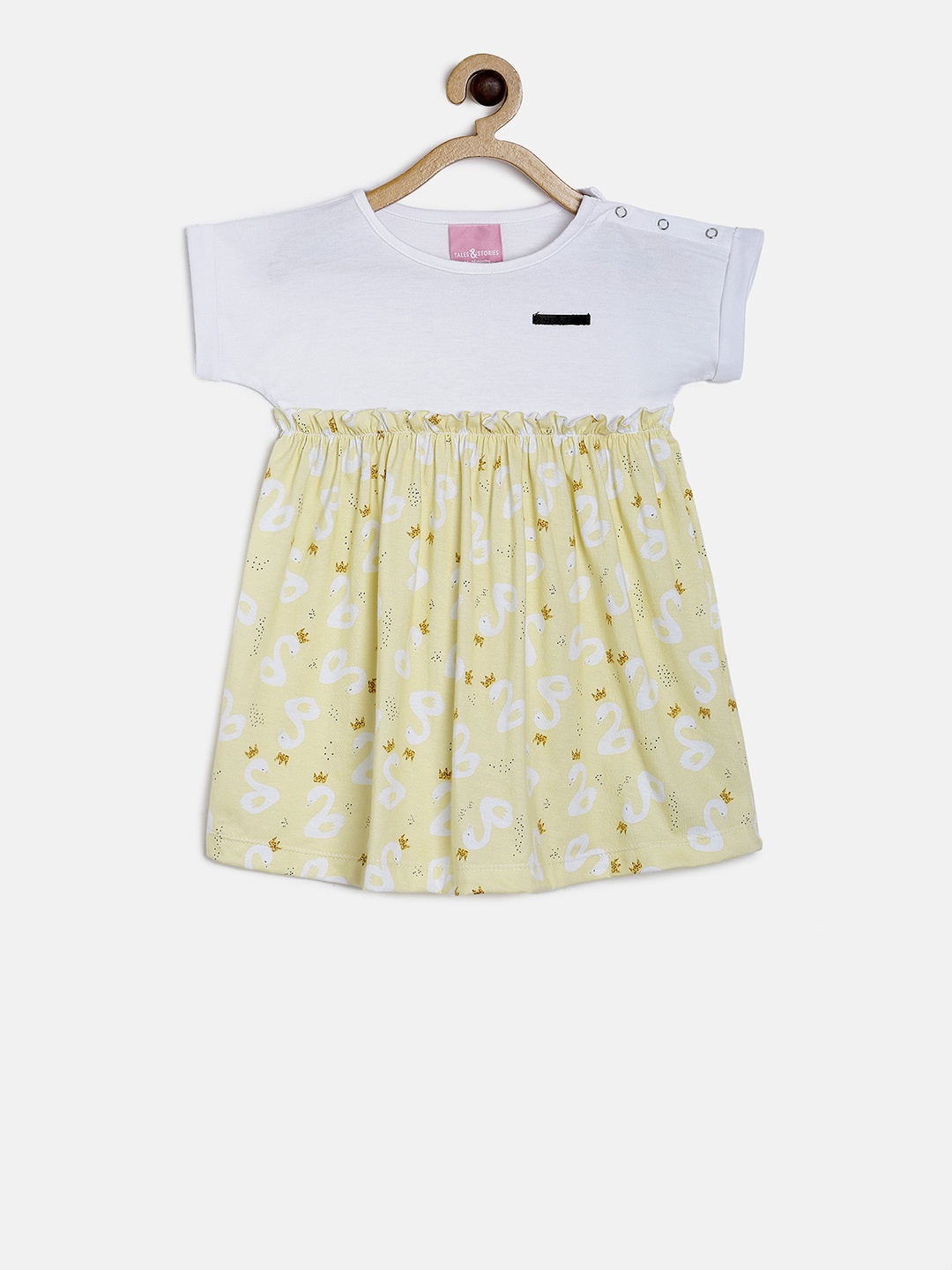 

TALES & STORIES Girls White Printed Fit and Flare Dress