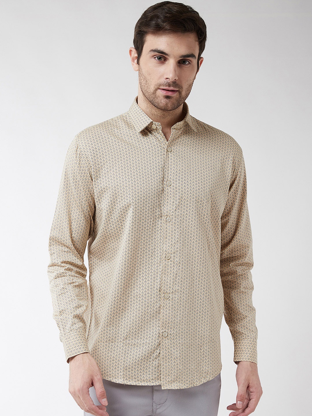 

SOJANYA Men Beige Classic Regular Fit Printed Casual Shirt